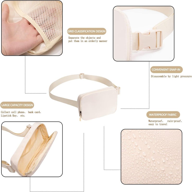 WITROMAN Belt bag Fanny pack crossbody bags for women Everywhere belt bag (ivory) - Image 4